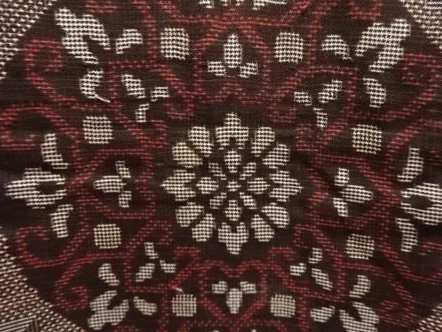 JAPANESE KIMONO / ANTIQUE HANAMON ORI-DASHI DORO OSHIMA TSUMUGI KIMONO